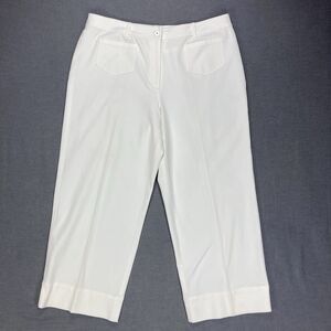 Peck And Peck Weekend Capri Pants Womens Sz 16 Ivory Straight Leg Casual Neutral